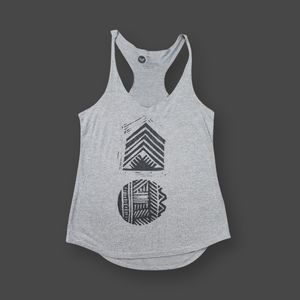 Grey and Black Geometric Tank Top, Women's Small
